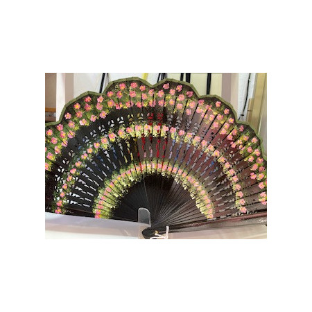 Abanico pintado a mano de madera